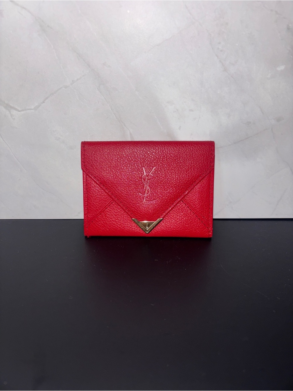 Vintage Saint Laurent Red Envelope Card Case - YSL Logo